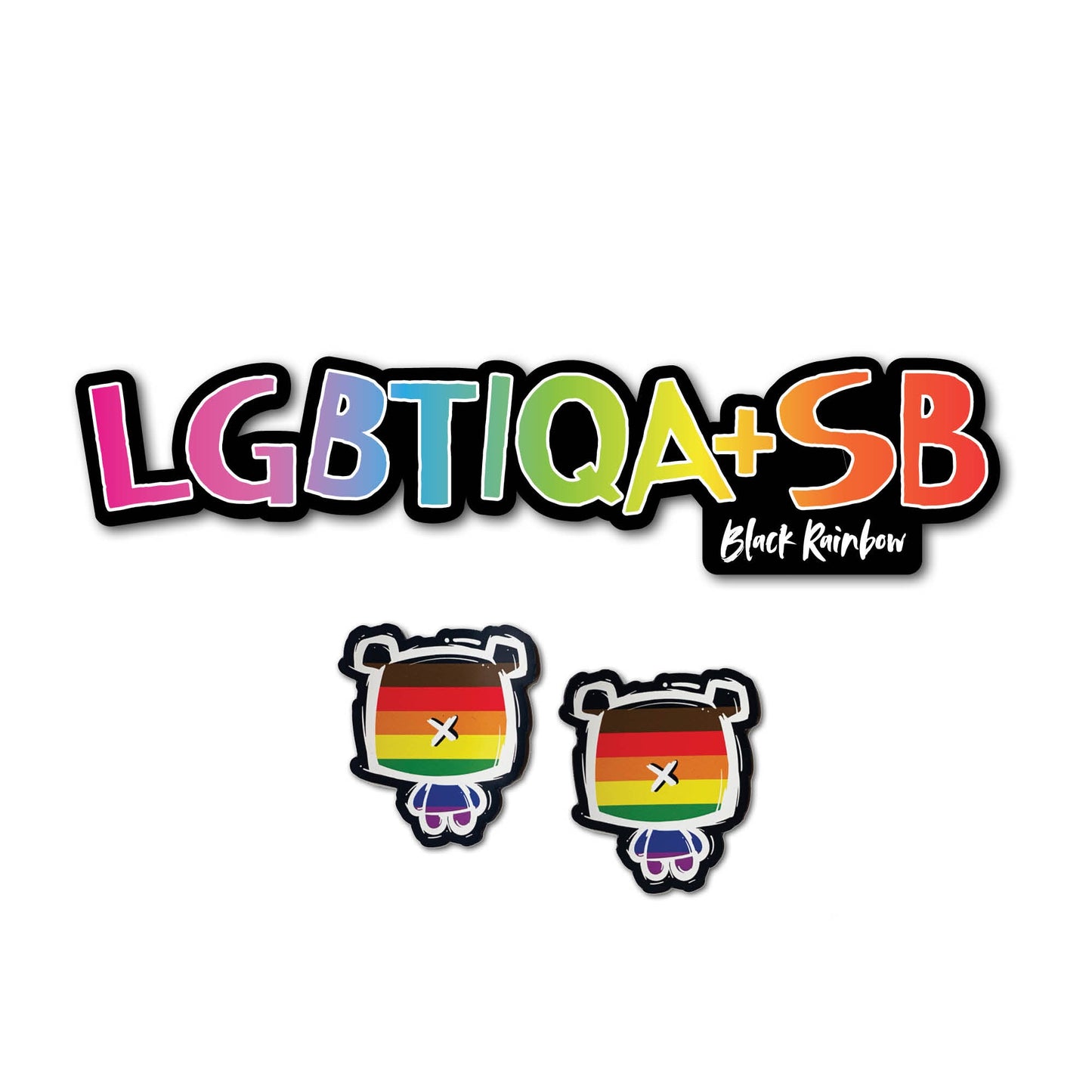Black Rainbow's What is LGBTIQA+SB? Tea Towel + Badges
