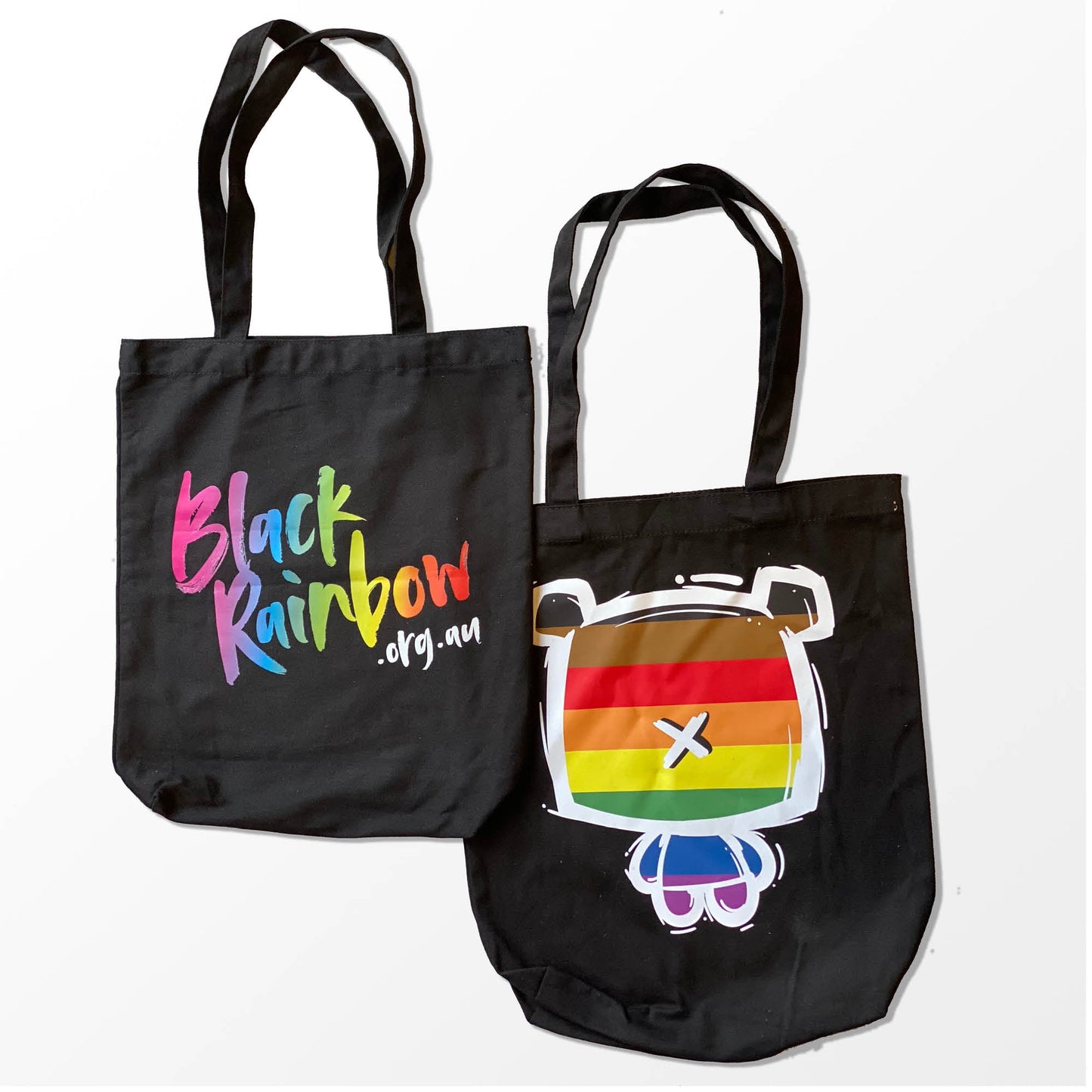Black Rainbow Tote Bag + Free Assorted Badges and Stickers