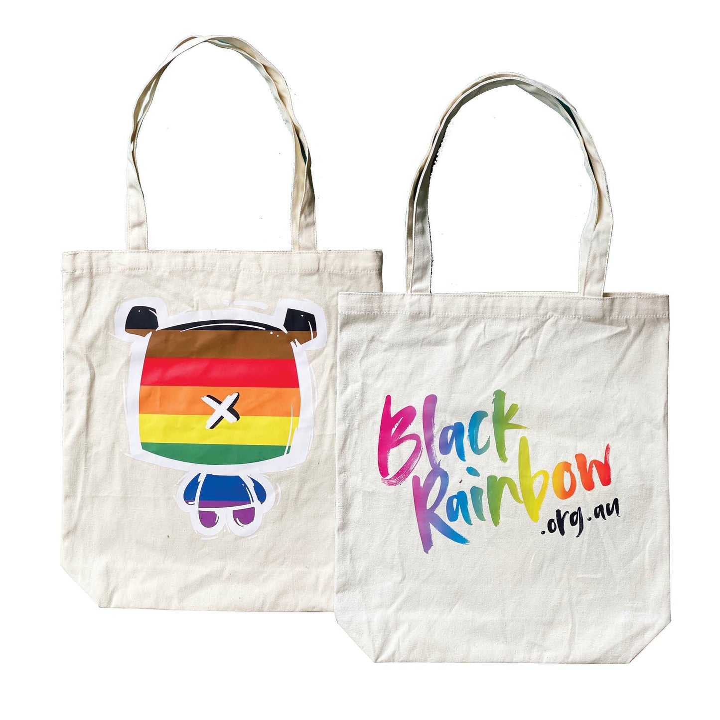 Black Rainbow Tote Bag + Free Assorted Badges and Stickers